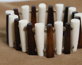 Bone Bracelet-alternating brown-white tubes/MED/Recycled/KY-BR-1T