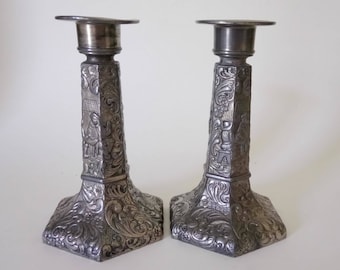 Vintage Pewter Candle Sticks Candle Holders
