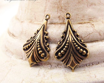 Antiqued Brass Ox Plated Art Nouveau Flourish Drops Earring Dangles - 4