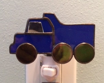 Stained Glass Blue Dump Truck Night Light