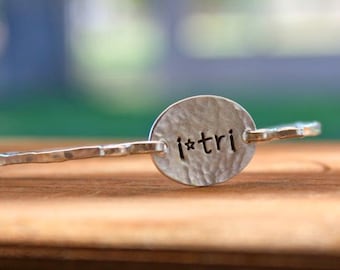 i-tri Triathlon Bracelet, Sterling Silver - Triathlete Jewelry, Marathon Bracelet, Triathlete Gift, Marathon Gift, Triathlon Gift