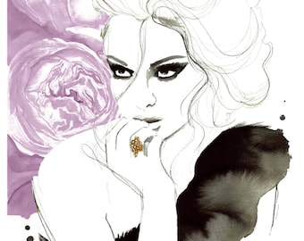 Ravishing, print from original watercolor and pen fashion illustration by Jessica Durrant