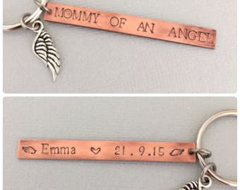 Double Sided Mommy Of An Angel Keychain, Memorial Pregnancy Loss, Daddy of An Angel, Miscarriage Gift, Stillborn, Angel Baby Keychain