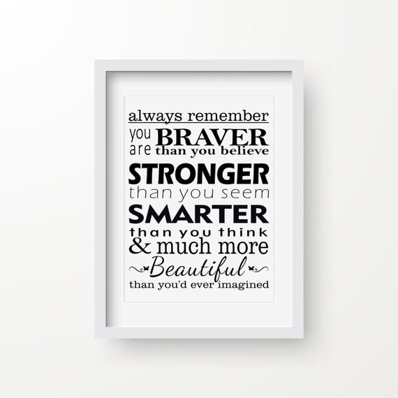 Always remember you are braver than you believe quote digital