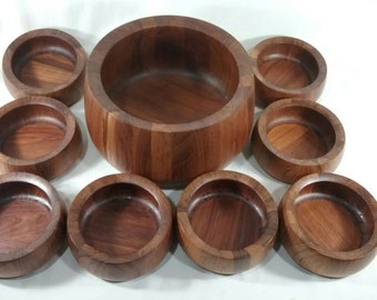 Mid century dansk international teak salad bowl set of 9 vintage retro