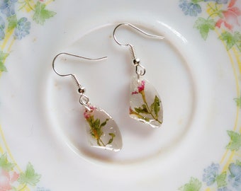 REAL PLANT EARRINGS with plant inside- Nature inspired botanical earring- A perfect gift for anyone who loves nature- Miniature plant