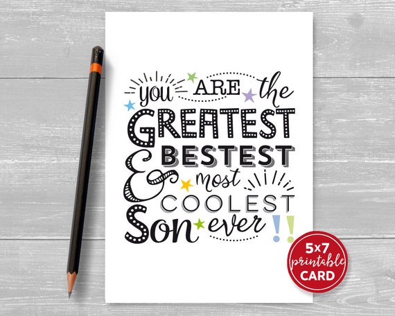 printable birthday card for son most coolest son ever