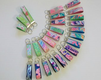 Preppy Colorful Lilly Fabric Key Chain Key Fob 3 Sizes