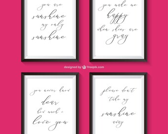 You Are My Sunshine Nursery Print,Nursery Wall Art,Children's Room Prints,Girl Nursery Wall Art,Boys Nursery Decor,Set Of 4 Wall Art, Quote