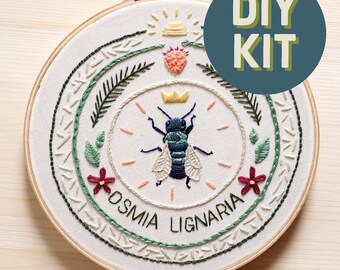 Embroidery kit, bee embroidery pattern, diy embroidery, beginner embroidery, oregon embroidery kit, modern embroidery sampler, diy hoop art