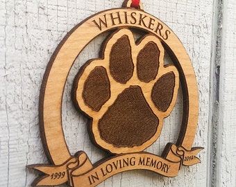 Pet Memorial Ornament In Loving Memory Christmas Ornament Cat Dog Paw Personalized Christmas Ornament Custom Engraved In Memory of Ornament