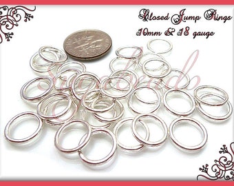 50 - 10mm Silver Plated Closed Jump Rings 18 Gauge JRSP4