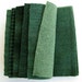 Hand Dyed Wool Fabric in Sea Water, green, and emerald 5" x 5" Wool Charm Pack of 10