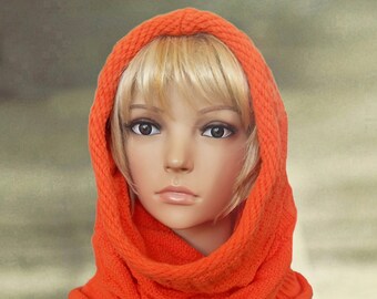 Cowl hood snood, Cowl scarf hood, Knitted scoodie, Knit cowl, Womens cowl hood, Warm infinity scarf, Knit hooded scarf, Wool circle scarf