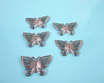 Silver Butterfly - Butterfly Charm - Antique Silver Charm - Antique Butterfly - Gunmetal Butterfly - Gunmetal Charms - Insect Charms - Bug