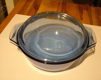 Vintage Pyrex Casserole Dish with Lid Sapphire Blue