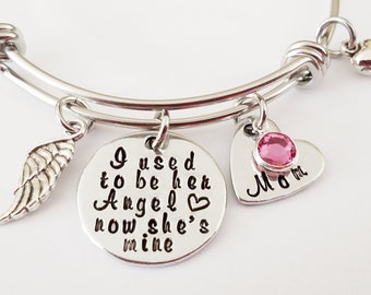 Memorial Bracelet, I used to be her angel now she's mine, In Memory of Mom, Memory Jewelry, Memorial Jewelry, Remembrance Jewelry, Angel