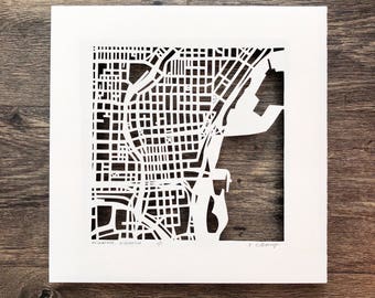 Milwaukee, Madison, Chilton, or Elkhart Lake, Wisconsin Hand Cut Map ORIGINAL