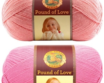 Lion Brand Pound of Love Pastel Pink or Bubble Gum Baby Yarn Super soft Yarn Worsted weight yarn