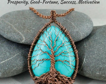 Tree of life necklace Turquoise necklace Boho jewelry Mother day gift for wife Birthday gift for mom gift for sister gift for grandma gift