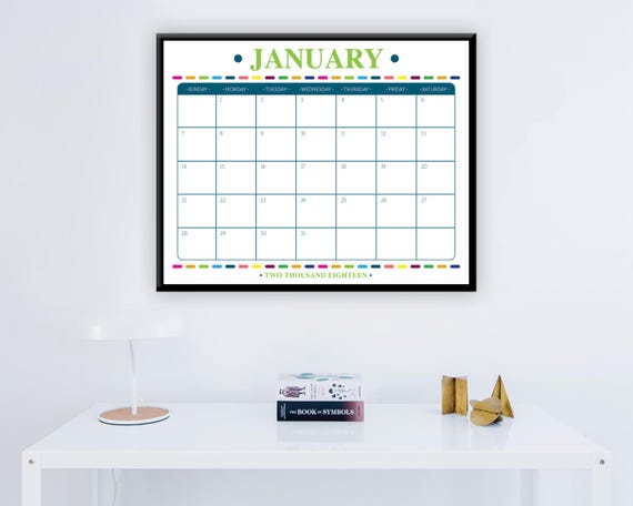 Large Color 2018 Printable 12 Month Calendar 16 x