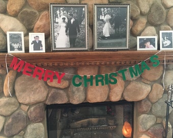 Merry Christmas Felt Garland in Red and Green