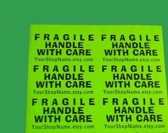 20 LARGE 2x4-INCH Personalized FRAGILE Handle with Care Neon Green Labels. 2 Sheets 2x4" Labels. 5258