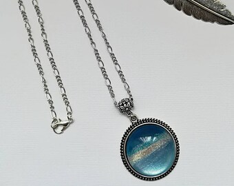 Hand painted glass cabochon necklace