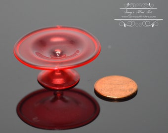 1:12 Dollhouse Miniature Cake Stand, Red Glass BD HB262
