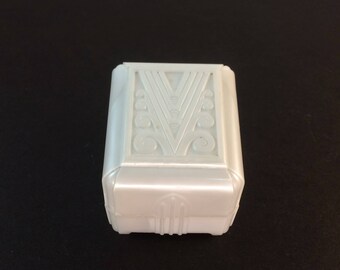 Vintage Celluloid Ring Box Art Deco White Diamond Engagement Ring Box Wedding Ring Box Proposal Presentation Box Antique Jewelry Display