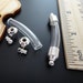 6MM " Curved Tube " (With 2 Silver SCREW copper caps), Clear glass bottle Bracelet charm, perfume Essential oil bottle,DIY Bangle vial