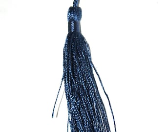 Navy cotton yarn tassel twisted 12 cm x 1.5 cm.