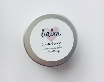 Moisturising, Handmade, Natural Lip Balm, Lip Protection, Strawberry Flavour Lip Balm, Made From Shea Butter, Cocoa Butter, Beeswax