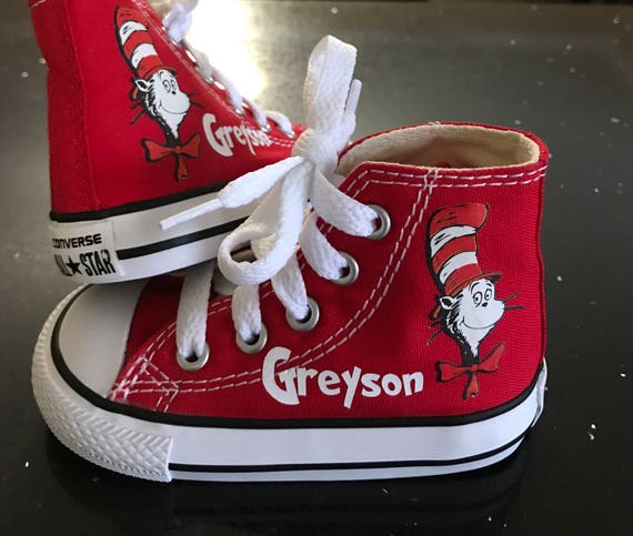 Cat in the Hat Shoes Dr Seuss Custom Kid Converse Shoes