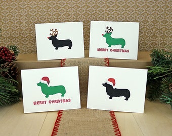 Corgi Dog Christmas Card Set, Corgi Holiday Cards