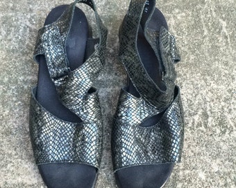 Mephisto Leather Sandals, Size 41/10, Ankle Strap, Made in France