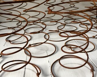 Set of 10 Giant French Vintage Rusty Bed Springs, Bed Springs, Wire Coil, Recycled, Upcycled, Repurposed, Refound