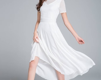white dress, wedding dress, bridesmaid dress, party dress, chiffon dress, prom dress, summer dress, prom dress, romantic dress 1770