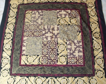 REDUCED Sumptuous Designer Liz Claiborne signed gold and plum block print scarf