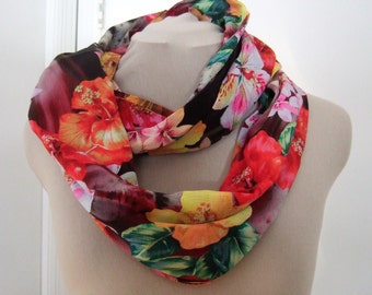 Silk Hibiscus Infinity Scarf