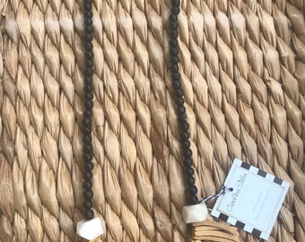 Mustard coconut stick necklace with wood beads