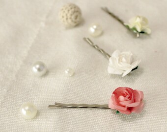 Wedding Hair Flower. Bridal Accessory. Rose hairpins. Flower hairpins. Bridesmaid hair pin. Bridesmaid headpiece. Hair accessories