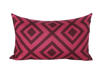 READY TO SHIP - 12x20 La Fiorentina Wine & Magenta decorative pillow cover (sized for 12x22 or 13x21 insert)