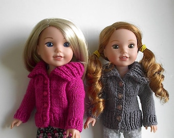 14.5 Inch Doll Clothes Knit Sweater with Big Collar Handmade to fit Wellie Wishers and similar 14" dolls - You Choose Color