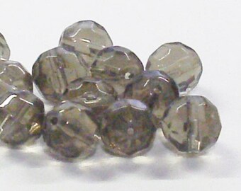 Faceted Round Glass Beads in Gray 12 MM (14), Jewelry Making Supplies, Beads, Beading Supplies, Glass Beads