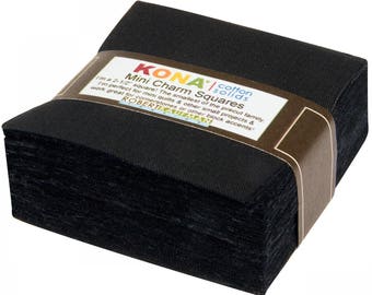 2.5-inch Mini Squares Kona Cotton - All Black - 84pcs
