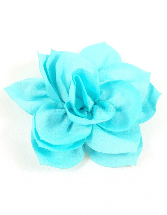 3 aqua blue lotus fabric flower Rose flower for