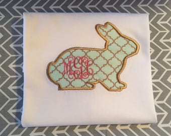 girl's Easter Bunny Shirt, girls easter shirt, monogram easter shirt, embroidered, personalized, easter, girls easter