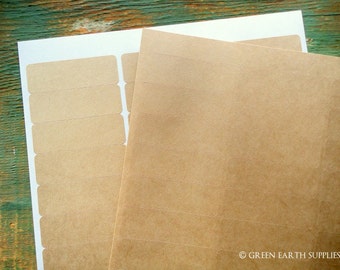 150 Kraft Address Labels, Recycled Address Labels, eco blank stickers, rectangular kraft brown stickers, 5 sheets, 2 5/8"x1" (67x25mm)