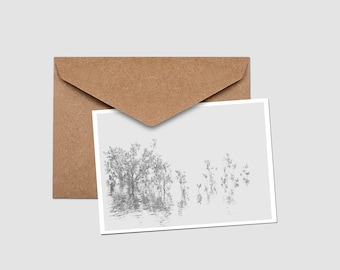 river leaf reflections greeting card